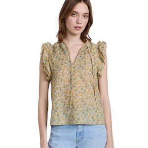 BB DAKOTA Flutter & Flirt Sleeveless Sunflower Yellow Blouse, Women's Large, NWT